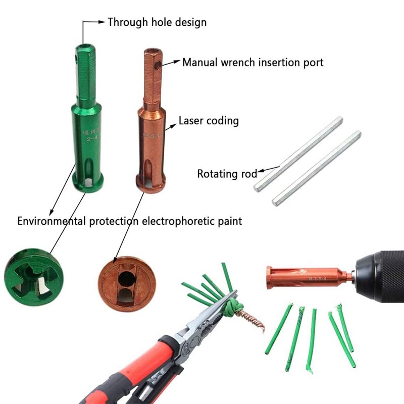 2 Pieces of Wire Twisting Tool, Wire Stripper and Twister, Power Tool for Stripping and Twisting Wires