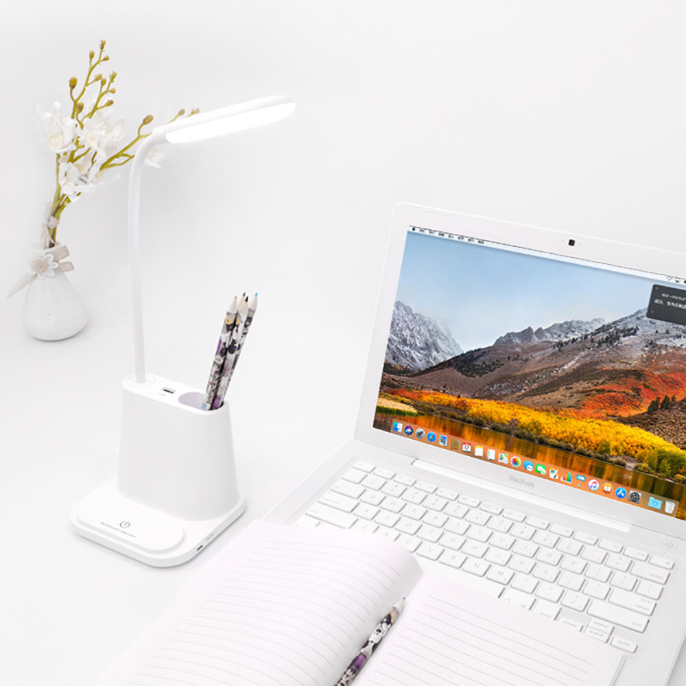 Multifunctionele Tafellamp Pen Houder Luchtkoeler Fan Usb Oplaadbare Led Verstelbare Nachtlampje 3in1 Desktop Led Leeslamp