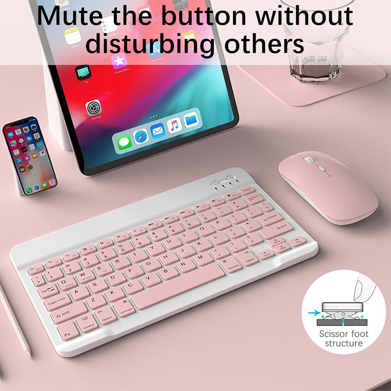 Teclado y ratón inalámbricos con Bluetooth, accesorio de 10 pulgadas para Ipad, teléfono, tableta, portátil, recargable, para Samsung y Xiaomi