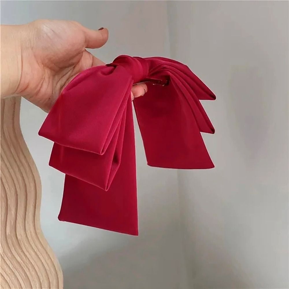 1 Uds. Pinza para el pelo de satén con lazo grande, lazos para el pelo multicapa para niña y mujer, pinzas de coreana, pasador para el pelo: YELLOW