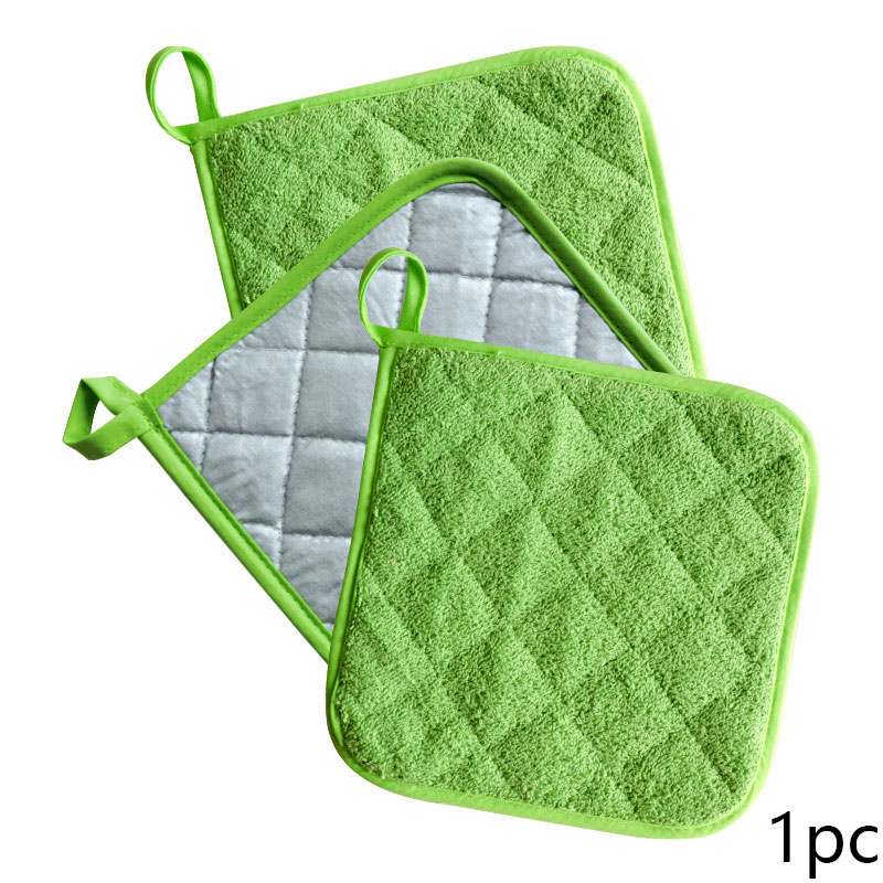 Soportes para ollas y toallas resistentes al calor, soporte para alfombrilla antideslizante de algodón, almohadillas calientes, manteles individuales para mesa, accesorios para cocina y hornear: Verde