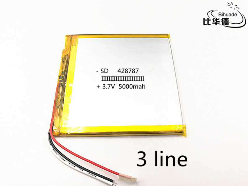 3 lijn 10 stks/partij 3.7 v lithium-polymeer oplaadbare batterij 428787 5000 MAH Voor PDA 7 inch 8 inch 9 inch