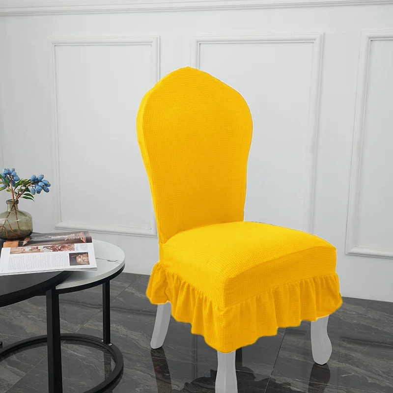 Rok Stoelhoes in Europese stijl Verdikte eettafel en stoelhoes Elastische rok Hotel Restaurant stoel beschermhoes: Oranje