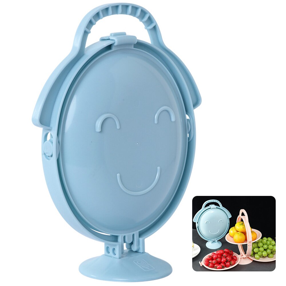 Folding Fruit Tray Dried Fruit Tray Home Living Room Snack Storage Tray Portable Fruit Tray Folding Fruit Plate: Blue