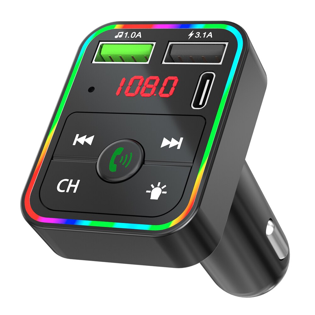 F2 Car Bluetooth FM Transmitter MP3 Player USB Charger w/ Colorful LED Backlight Bluetooth FM Transmitter Car Player Kit