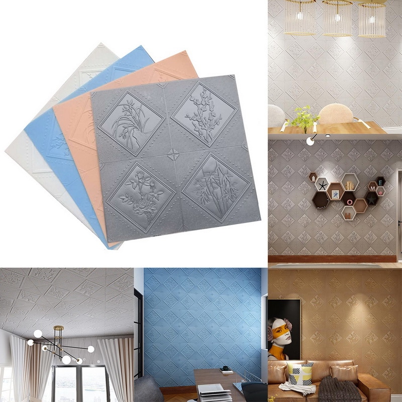 Peel and Stick 3D Wall Panels Adhesive Foam Wall Paper Decals for TV Background Office Kitchen Bedroom