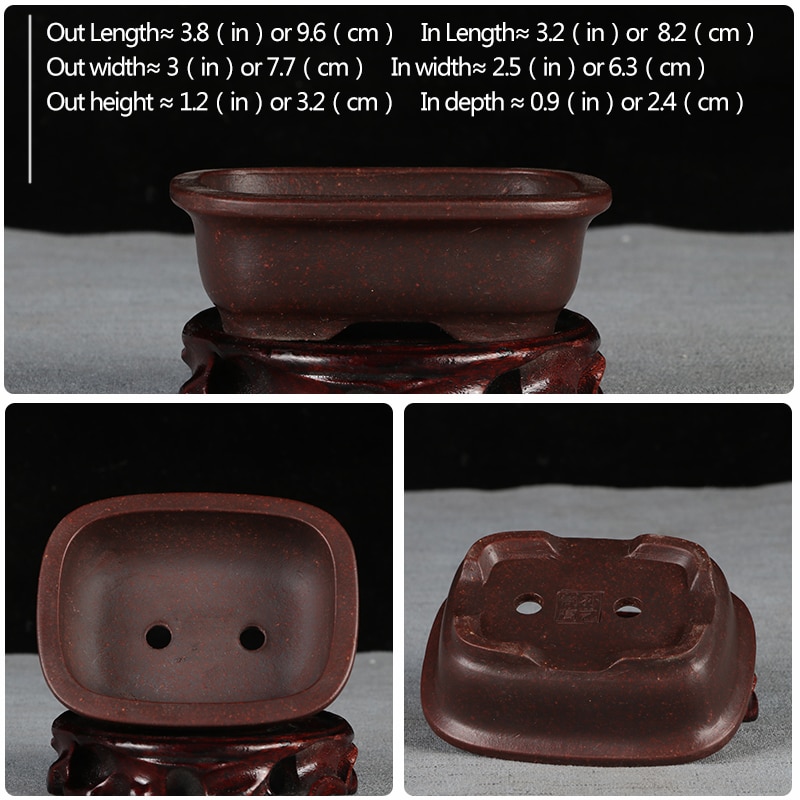 Mini pot à fleurs à sable violet | Petit pot à bonsaï, bassin non glaçure, pot de fleurs de jardin, YiXing: Mini-Old-red-11