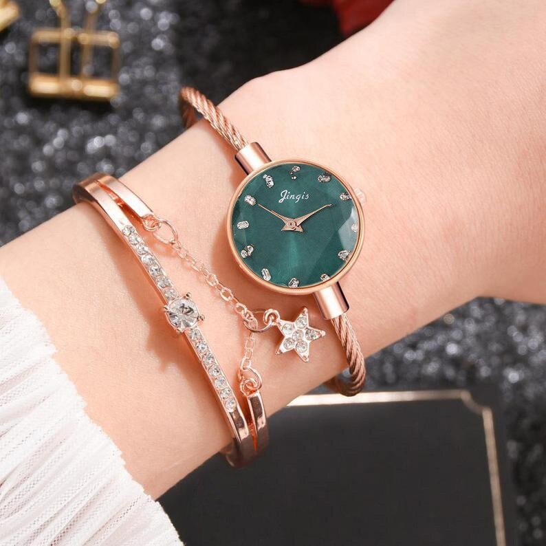 HORLOGES Watches Women Brand Leather Strap Gold Bracelet Quartz Watch For Women Dress Wristwatches Female Clock