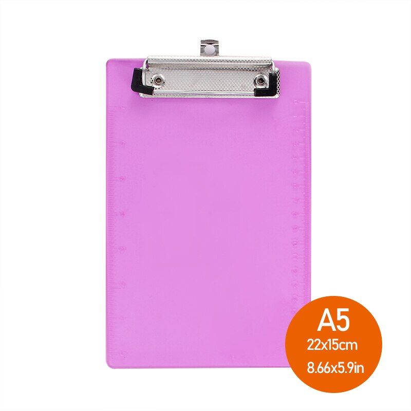 A4/A5 Acrylic Clipboard File Clip Transparent Folder Portable Tray Office Meeting File Pocket Folders School Supplies Stationery: A5 PINK