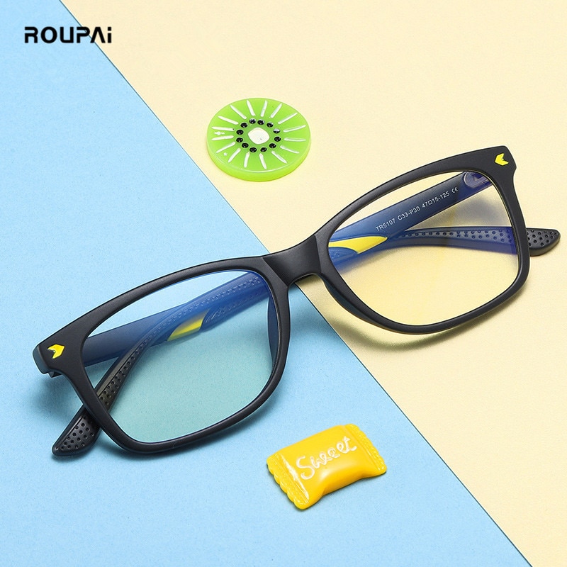 ROUPAI-gafas de sol con luz azul para niños y niñas, anteojos para juegos de ordenador con luz azul, con bloqueo de radiación