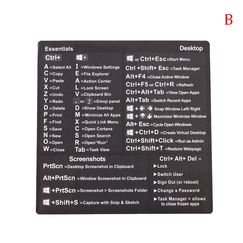 Windows PC Reference Keyboard Shortcut Sticker Adhesive for PC Laptop Desktop For Laptop PC: B