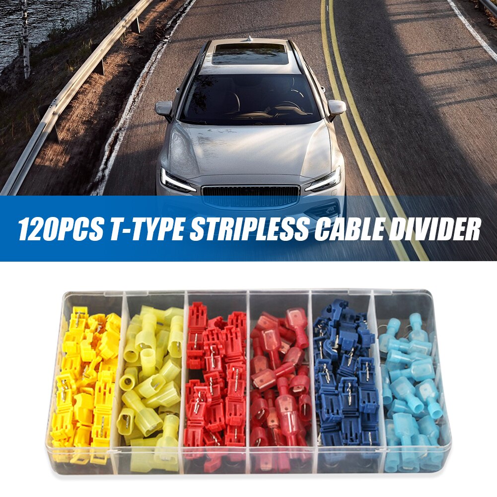60 Pairs Assorted T-Tap Wire Connectors Quick Slide Disconnect Self Stripping Electrical Wire Terminals
