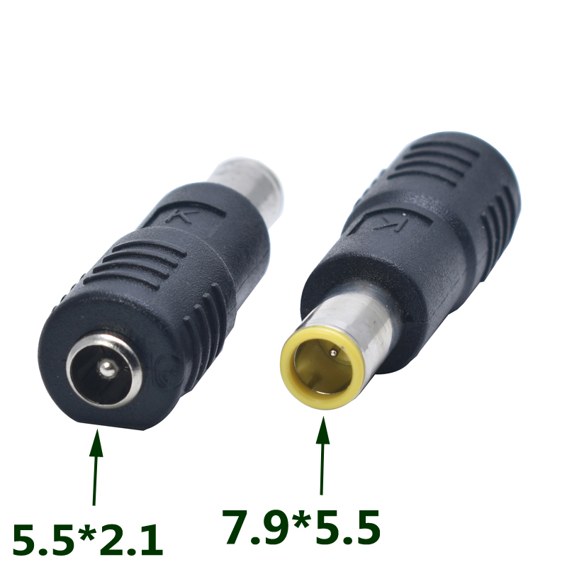 1 stk 5.5 x 2.1 mm hun  to 7.9 x 5.5 mm han jævnstrømsstik adapter konverter 5.5*2.1 to 7.9*5.5 mm til ibm laptop