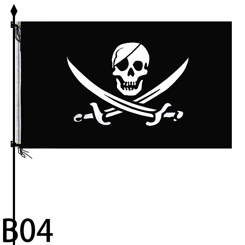 90* 154cm 1 stk piratflag kranium flag lærred header banner polyester med messing tyller halloween temafest udendørs dekoration: B04