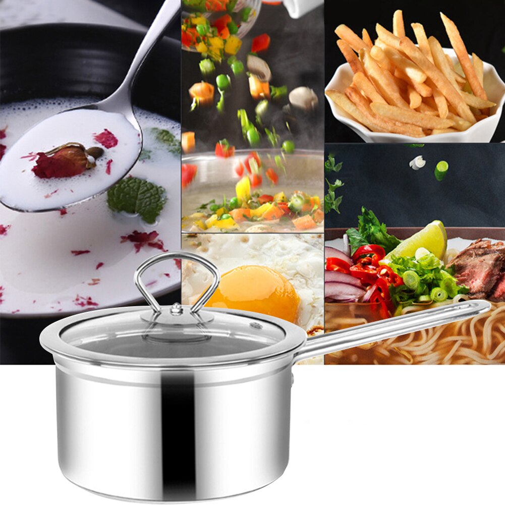 Single Handle Stainless Steel Large Capacity With Lid Pour Saucepan Chocolate Gourmet Milk Heating Cuisine Induction Strain