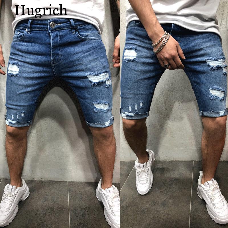 Mens Denim Chino Shorts Super STRETCH Skinny Slim Summer Half Pant Cargo Jeans