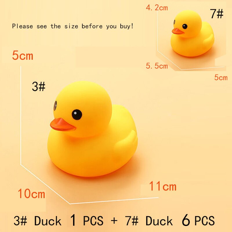 Small Animal Baby Bath Toy Water Squeeze Sounding Dabbling Soft Rubber Duck Kids Duckling Toys for Toddler 3 Years Shower Games: (3D) 1pcs (7D) 6pcs