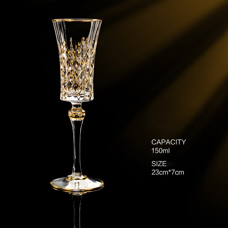 Gold Luxury Wine Glass Wine Champagne Goblet European Style Exquisite Household Bar Crystal Whiskey Glasses Hand Blown Cups: 004