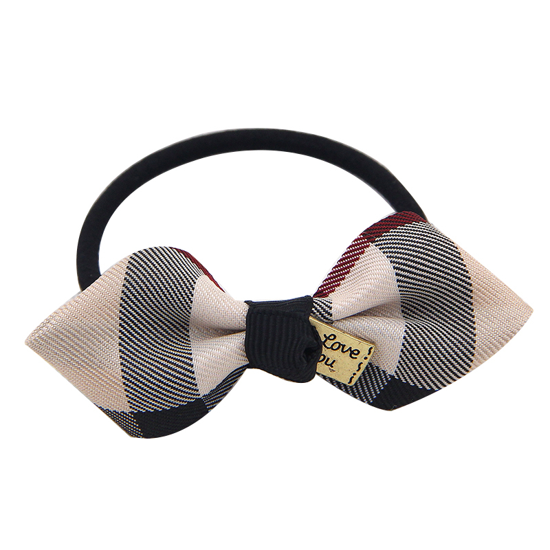 Mode geruite lederen band haarcirkel vlinderknoop haartouw stropdas haartouw dameshoofdtooi Haarspeld Haaraccessoires