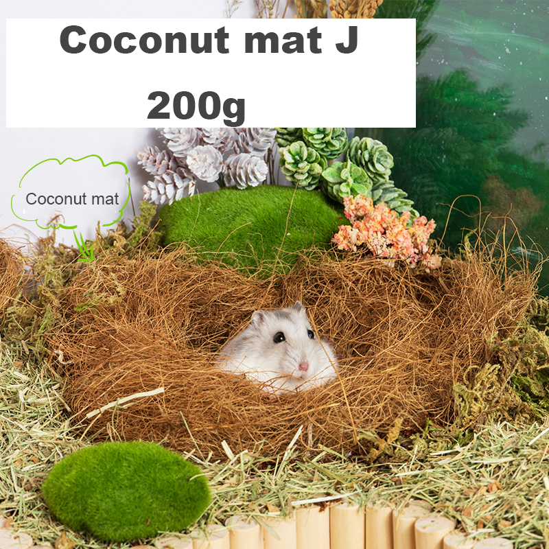 Hamster naturlig kokosnød hus lille kæledyrsskur hus senge gunie tyggelegetøj hamster tilbehør fuglebure: Kokosmåtte j