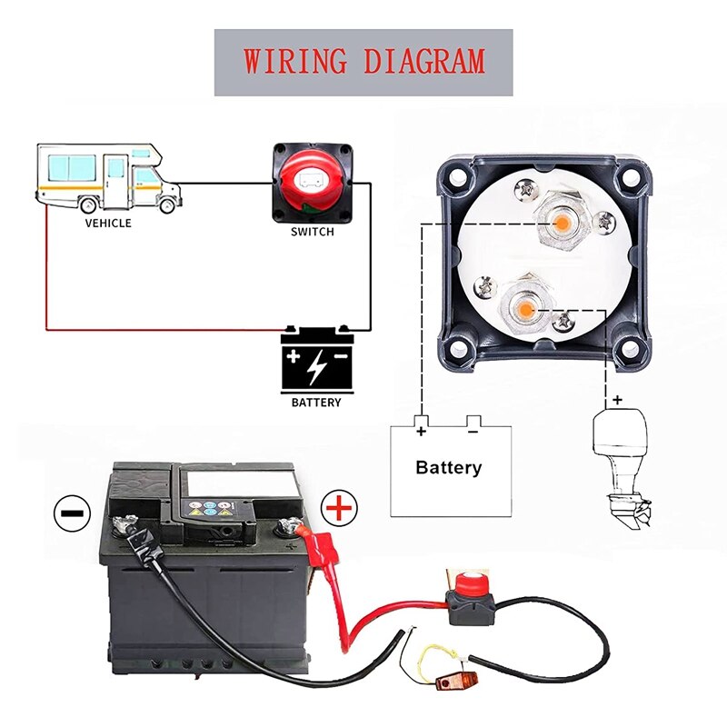 12V 24V 48V Battery Disconnect Switch, RV Master Isolator Cut Off Switch for Marine Boat Car Truck Camper RV Trailer