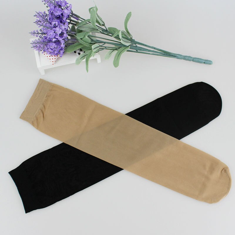 10 pairs/pack Basal Silk Knee High Socks 20D/40D/70D Elastic Ultra-thin Transparent Nylon Half Stocking