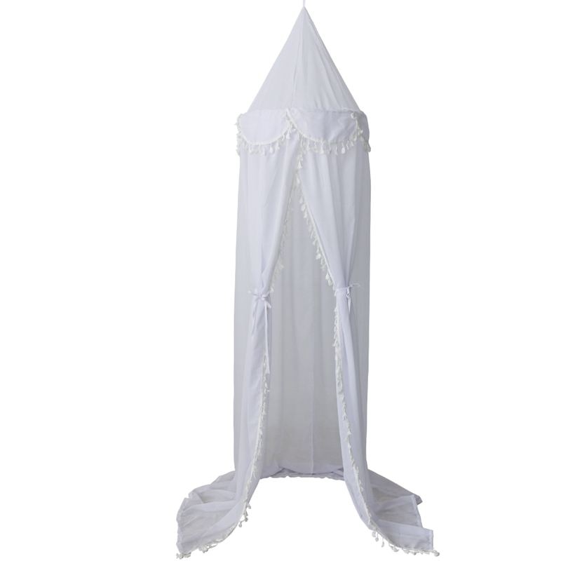 KAMIMI Baby Room Hairball Tassel Home Decoration Lace e Bed Children'S Chiffon Petal Tent Ruffle Mosquito Net White: Default Title