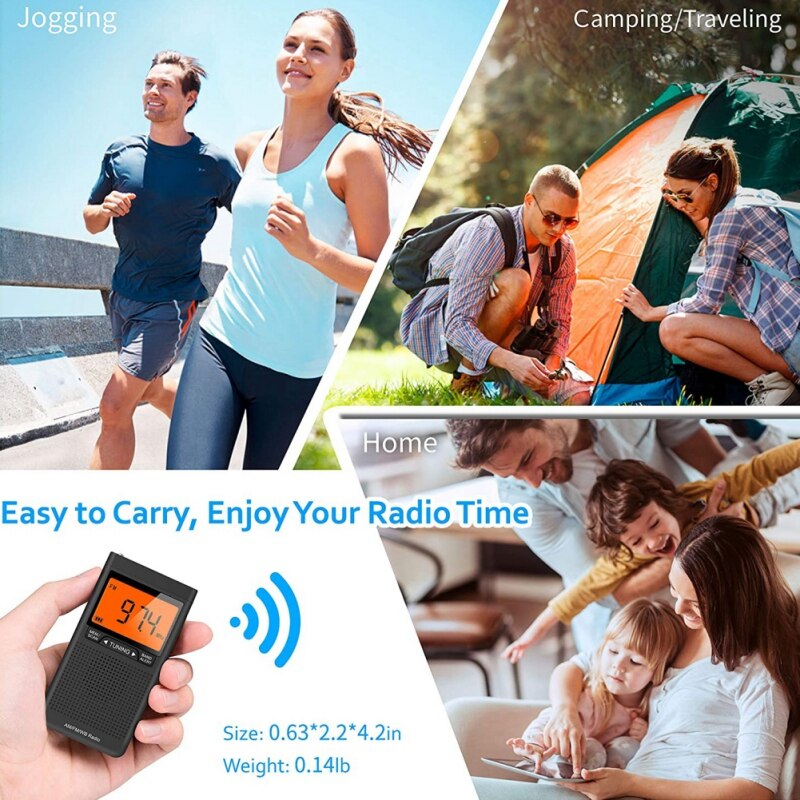 Emergency Pocket AM FM Weather Radio Compact Portable Auto-Search Battery
