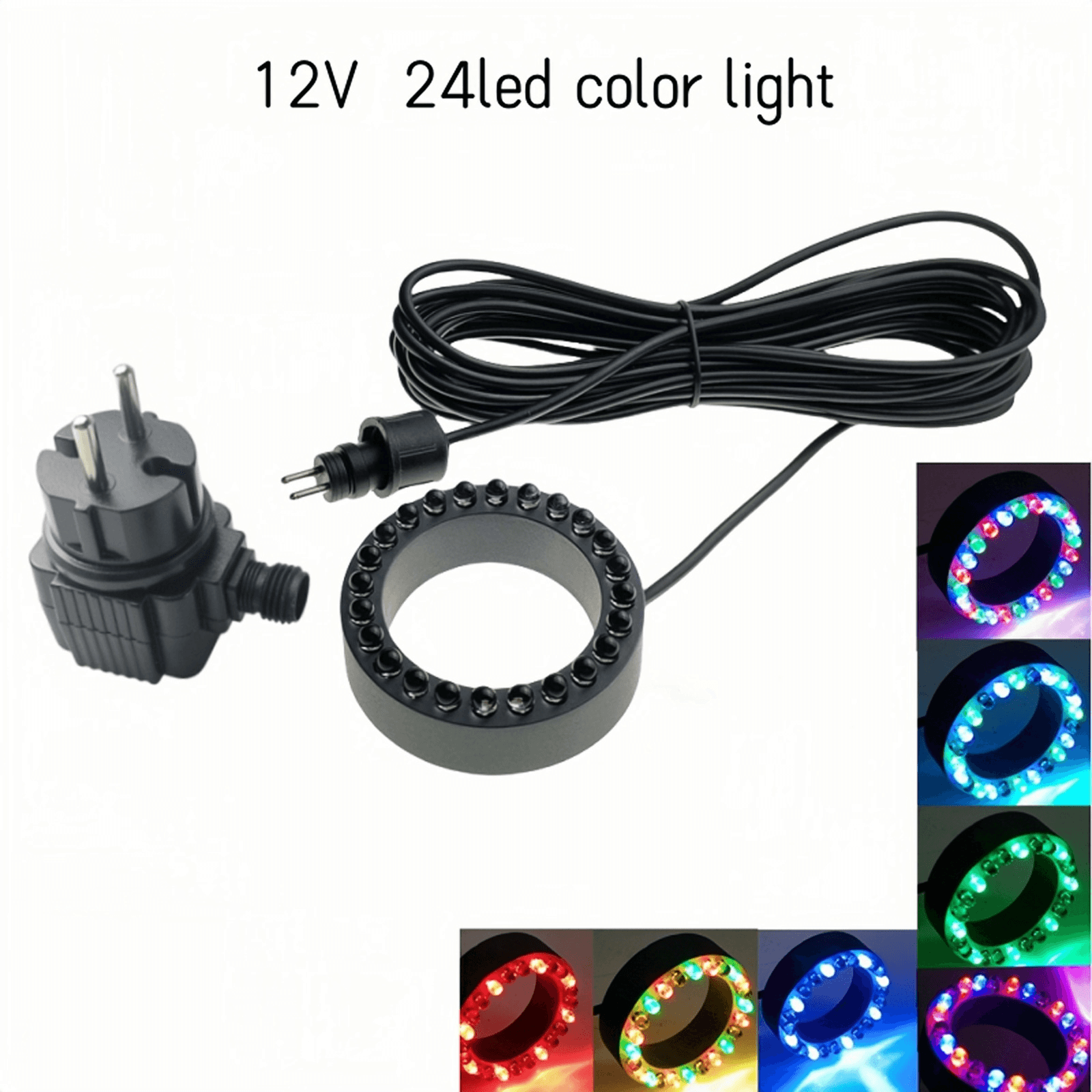 12V 24LED light ring Underwater Color Changing Submersible Fountain Light for Garden Yard Aquarium Pond