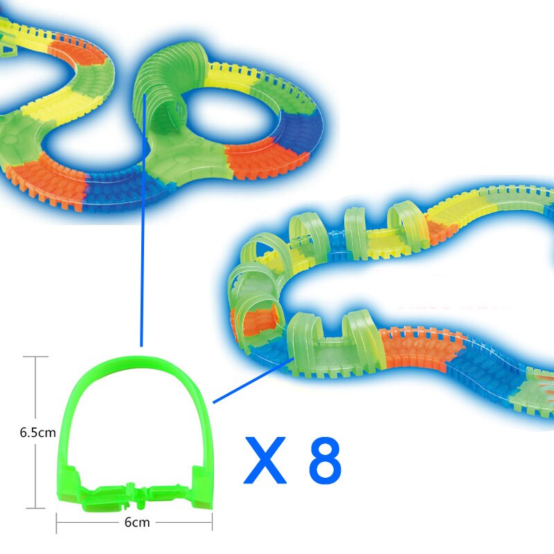 Kitoz Mega Set Track Glow In The Dark Led Licht Auto Bocht Flexibele Kleurrijke Slot Racetrack Accessoire Tunnel Speelgoed Voor jongen Kid