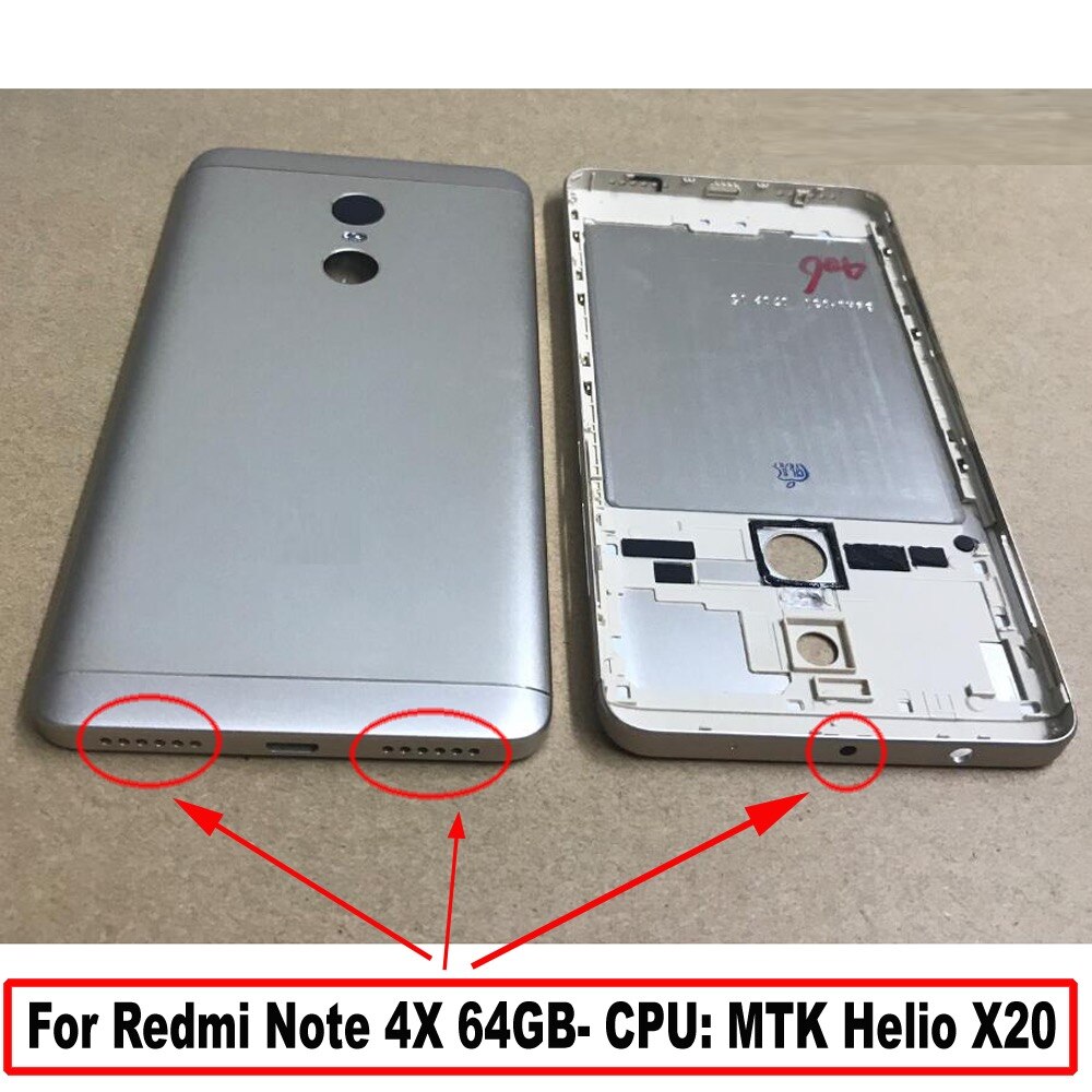 La mejor carcasa para puerta de batería para Xiaomi Redmi Note 4 4X MTK Helio X20 / Snapdragon 625 con lente de cámara y botones