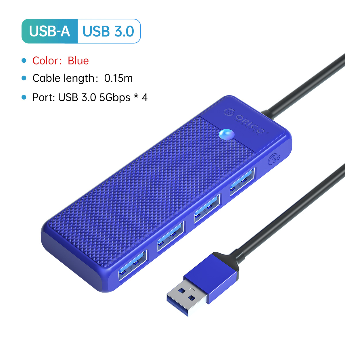ORICO Concentrador tipo C concentrador USB 3.0 divisor de 4 puertos adaptador de concentrador USB base de expansión adaptador OTG ultrafino para PC accesorios de computadora: Plata