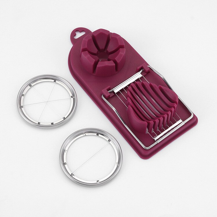 Stainless Steel Egg Slicer Egg Cutter with Handle for Hard Boiled Egg Heavy Duty Food Fruit Slicer with Six Blades Dishwasher: E