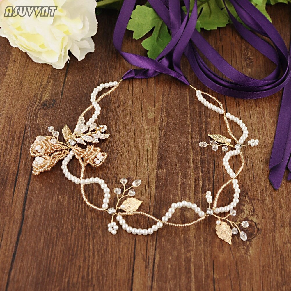 Mode Bruids Riemen Parels Kralen Golden Leaf Riem Bloemen Wedding Sash Riem Voor De Bruid Bruiloft Accessoires Vrouwen Dress Up
