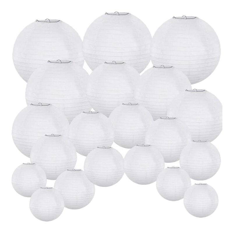 20 Pack Chinese Ronde Witte Papieren Lantaarn, Papier Lantaarns Opknoping Lantaarns Wedding Party Decoraties: Default Title