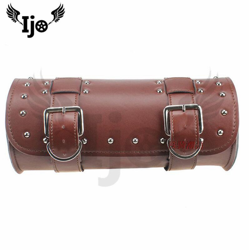 Style Universal Motorcycle PU Leather Saddlebag Saddle Bag Luggage Bag For Harley Yamaha Honda Suzuki Kawasaki Motors: Brown