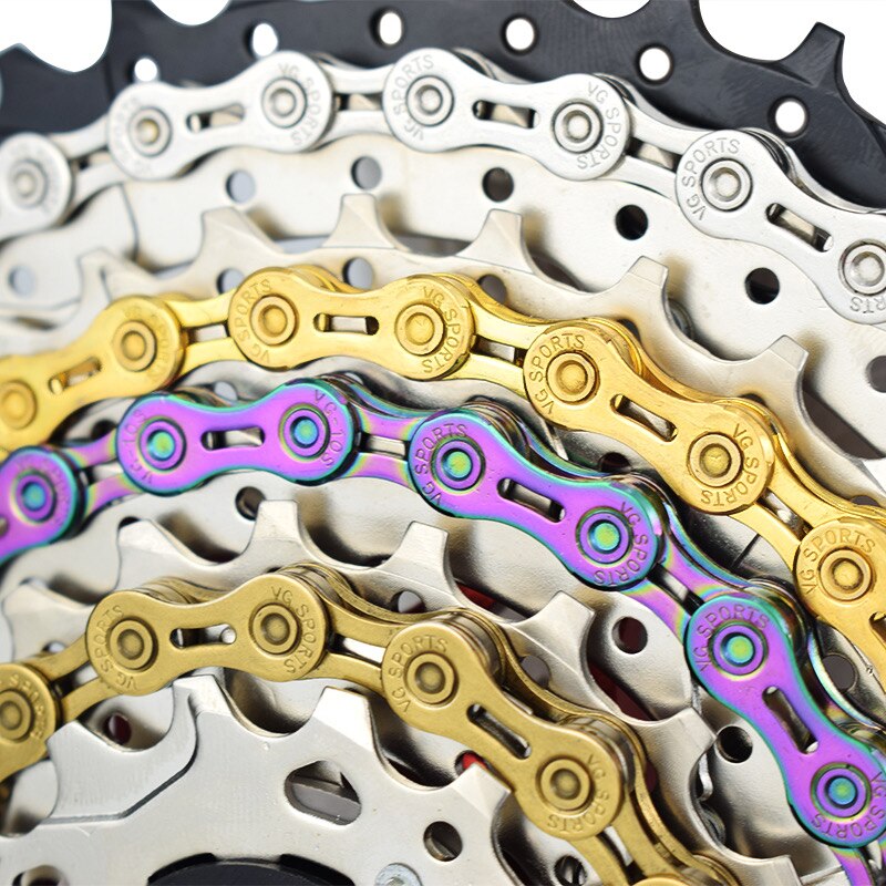 Vg Fietsketting 8 9 10 11 Speed Velocidade Hollow Gold Rainbow 116 Links Weg Mountainbike Kettingen Fiets Accessoires