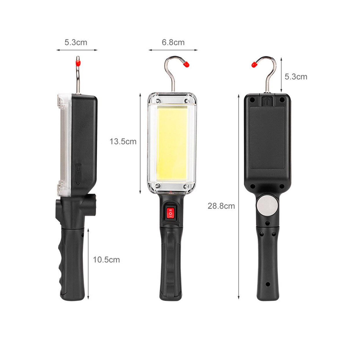 2 Modes Portable Lantern Flashlight Power By 2*18650 Battery COB LED Work Lighting Flashlight for Camping Night Lamp with Hook