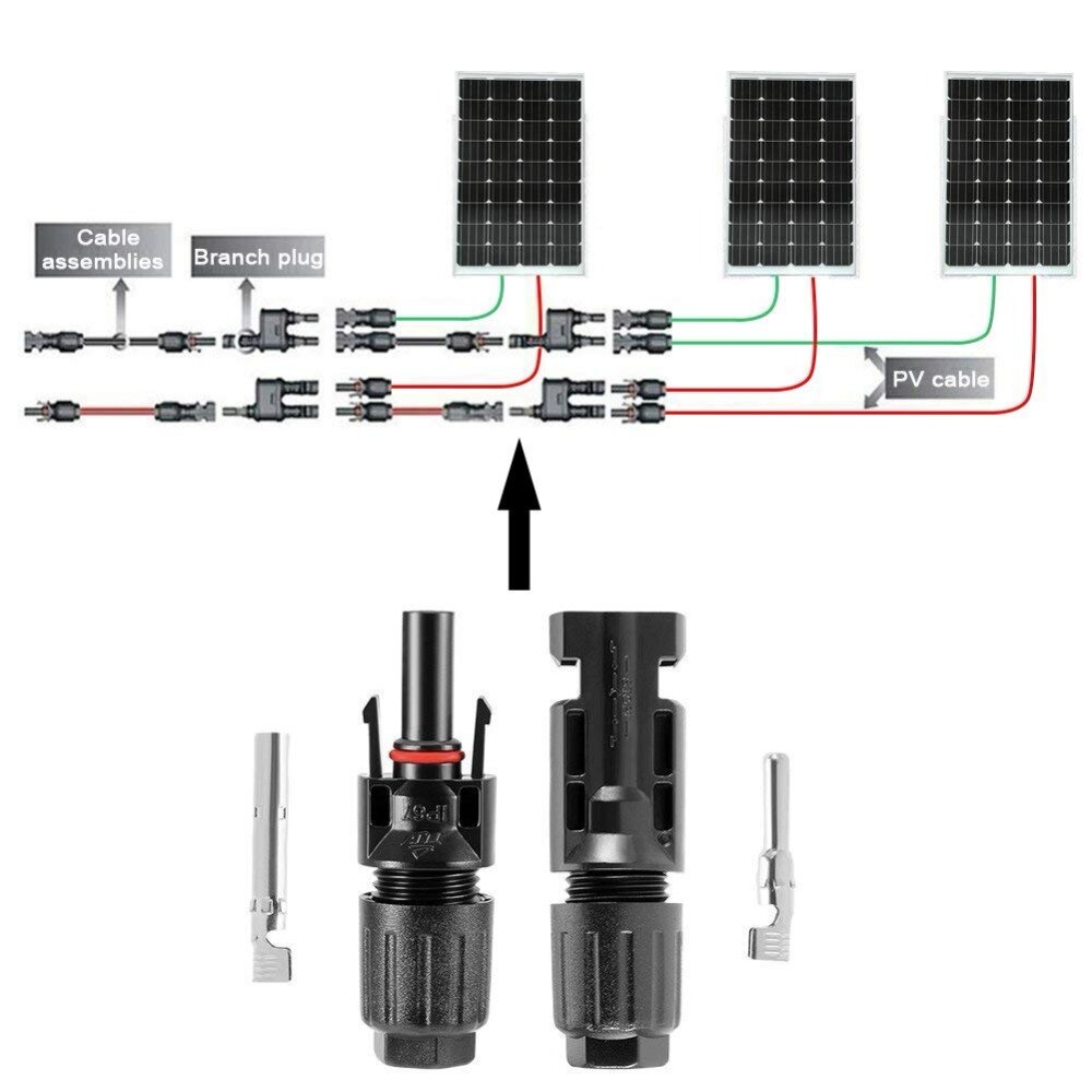20 pares de conectores solares macho y hembra Conector de panel Solar para Cable solar Cable adecuado secciones transversales 2.5mm2 ~ 6.0mm2 IP67