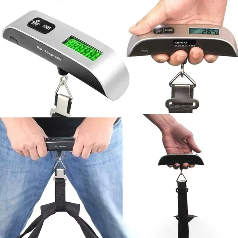 Báscula colgante de mano. Báscula de peso para bolsa de lona 110 LBS /50 kg pesaje de viaje para equipaje electrónico