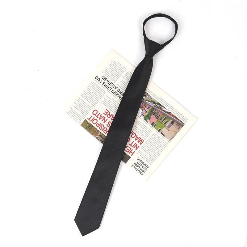 Unisex Black Simple Clip on Tie Women Men Zipper Ties Shirt Accessories Necktie for Man Skinny Slim Narrow Party Wedding Necktie: black