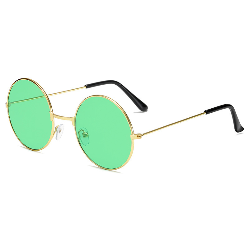 Retro Hippie Round Metal Frame Sunglasses Small Circle Sun Glasses Disco Party Candy Color Lens Eyewear for Women Men