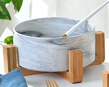 Vajilla de cerámica marmoleada para ensalada, cuenco de fruta, sopa, de boda, vajilla de porcelana, cuenco/plato para ensalada de arroz: gray
