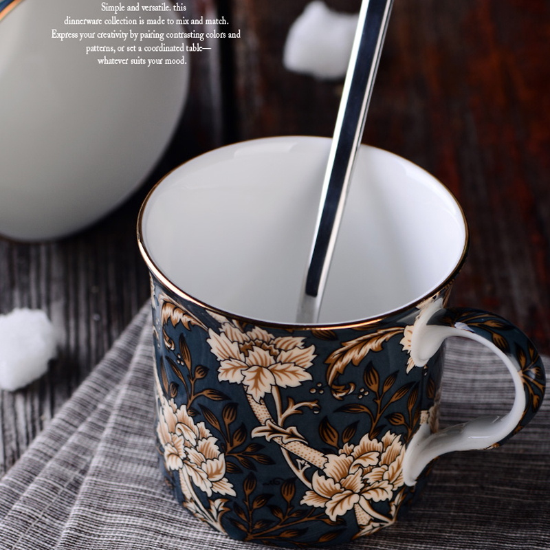 Europa Klassieke Bone China mok Engels Hof Wind Mok Koffie Cup Melk Kopjes Theekopje reizen mok handvat Water Mok 300ml Drinkware