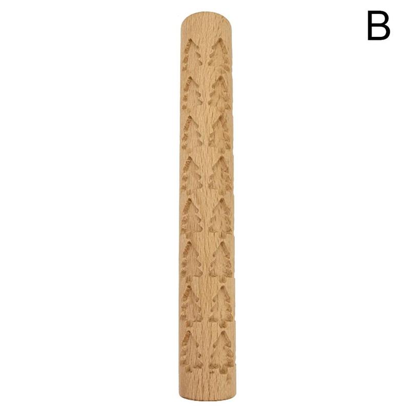 1Pc Houten Textuur Deegroller Keramische Aardewerk Art Reliëf Staaf Bloem Patroon Modder Roll Roll Reliëfs Klei Gereedschap Steen diy Bakken: 2