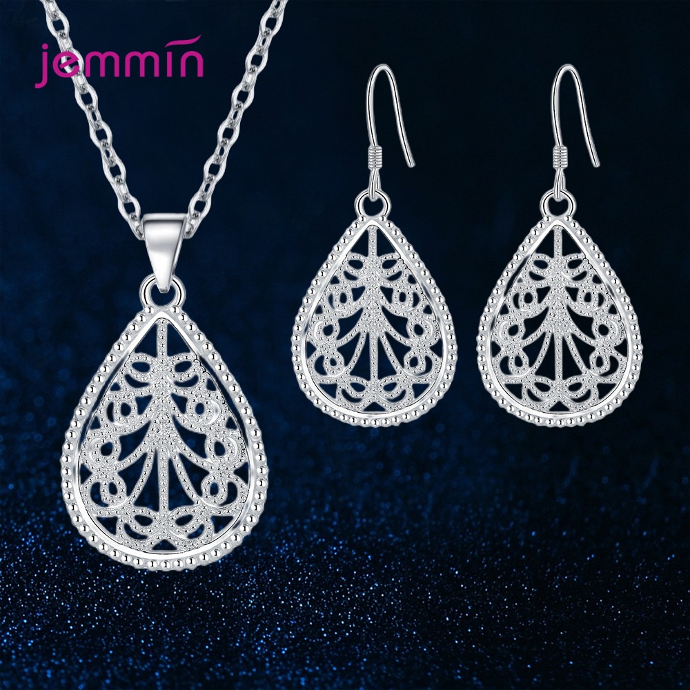 Moda Damska Biżuteria Srebrna Próby 925 Komplety Ślubne Zaręczynowe Akcesoria Prezenty Wysokiej Jakości Delikatna Biżuteria Prezent: BIAŁY