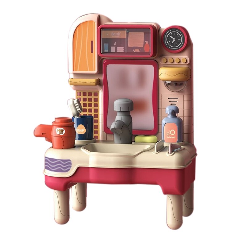 Kinderen Pretend Play Wassen Tafel Druk Water Met Geluid Licht Speelgoed: Red
