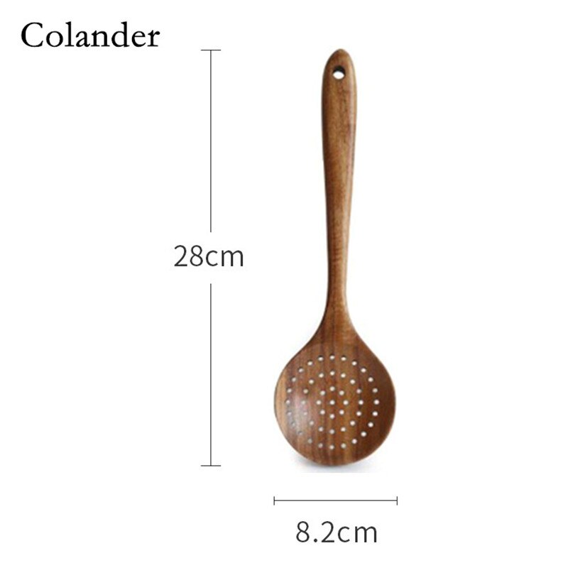 Kitchen Tools Natural Wooden Cooking Tool Sets Scoop Tableware Kitchen Utensils De Cocina Rice Soup Spoon Kitchen Gadgets: colander