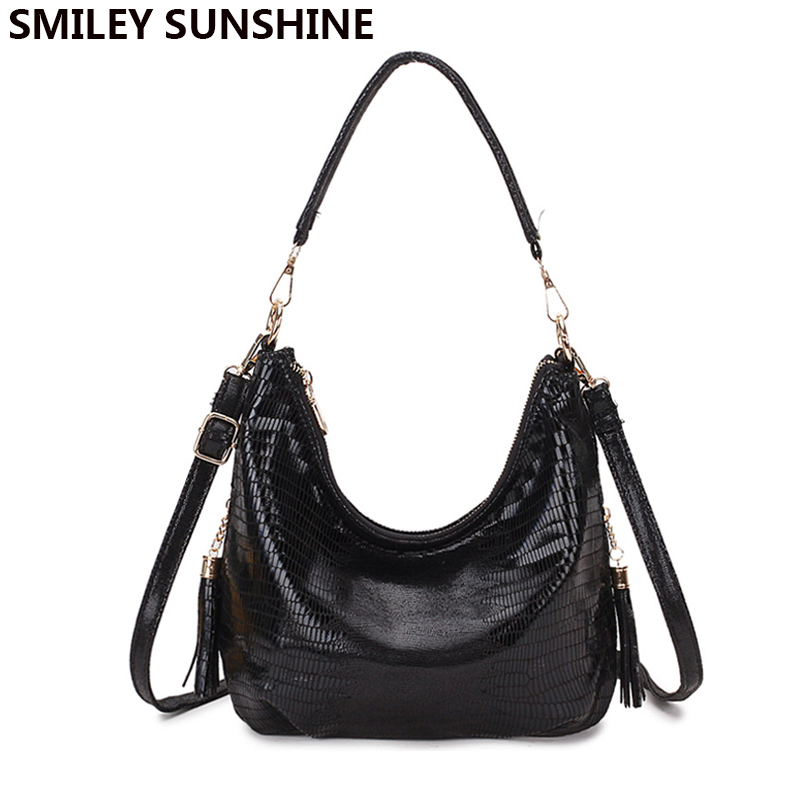 SMILEY SUNSHINE assel Hobo Vrouwen Schoudertas Zacht Leer Vrouwen Handtas Vintage Messenger Bag Zwart Crossbody Tassen Vrouwelijke Tas