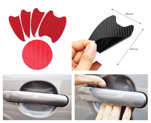 Auto Vorm 3D Koolstofvezel Deurklink Pols Anti-Kras Sticker Voor